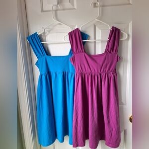 2 SM Victoria's Secret bra tops, one turquoise, one pink/purple. Cotton/spandex.